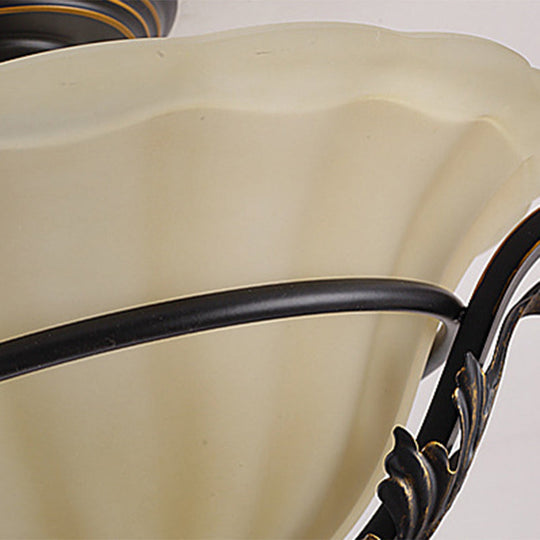 Classic Black 1-Light Pendant Ceiling Light With Flared White Glass Shade