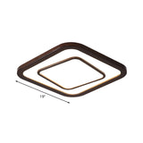 Contemporary Dark Wood Led Flush Mount Ceiling Fixture - Square Design