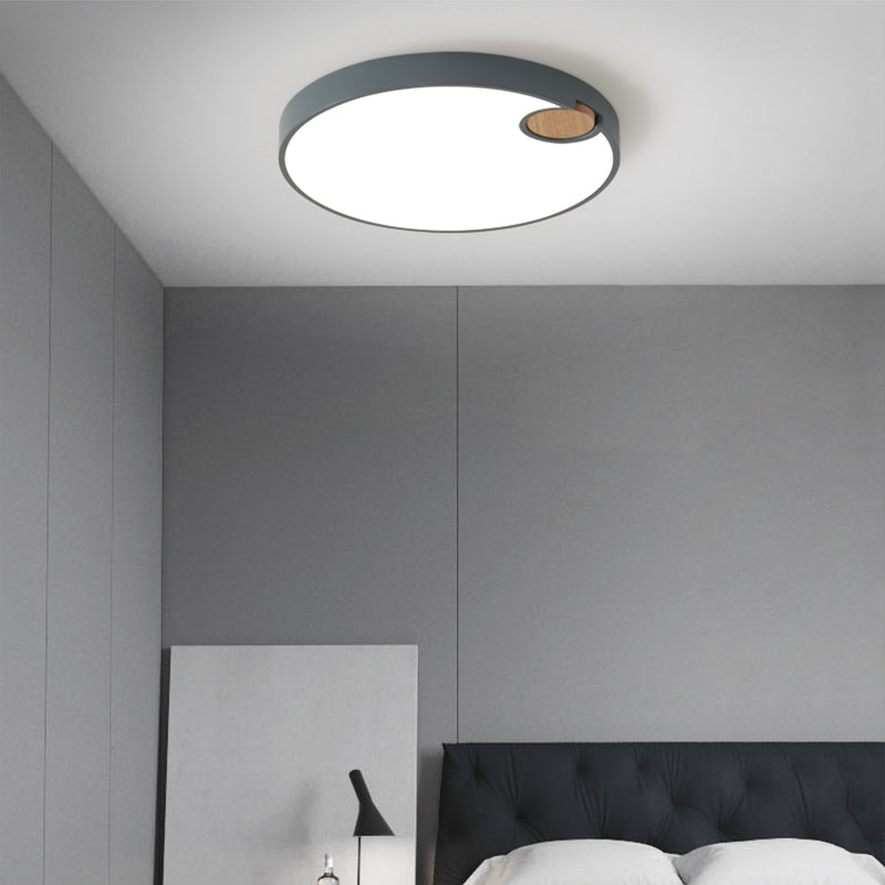 Nordic Acrylic Grey Led Flush Mount Lamp With White/Warm/Natural Light For Bedroom - Available In