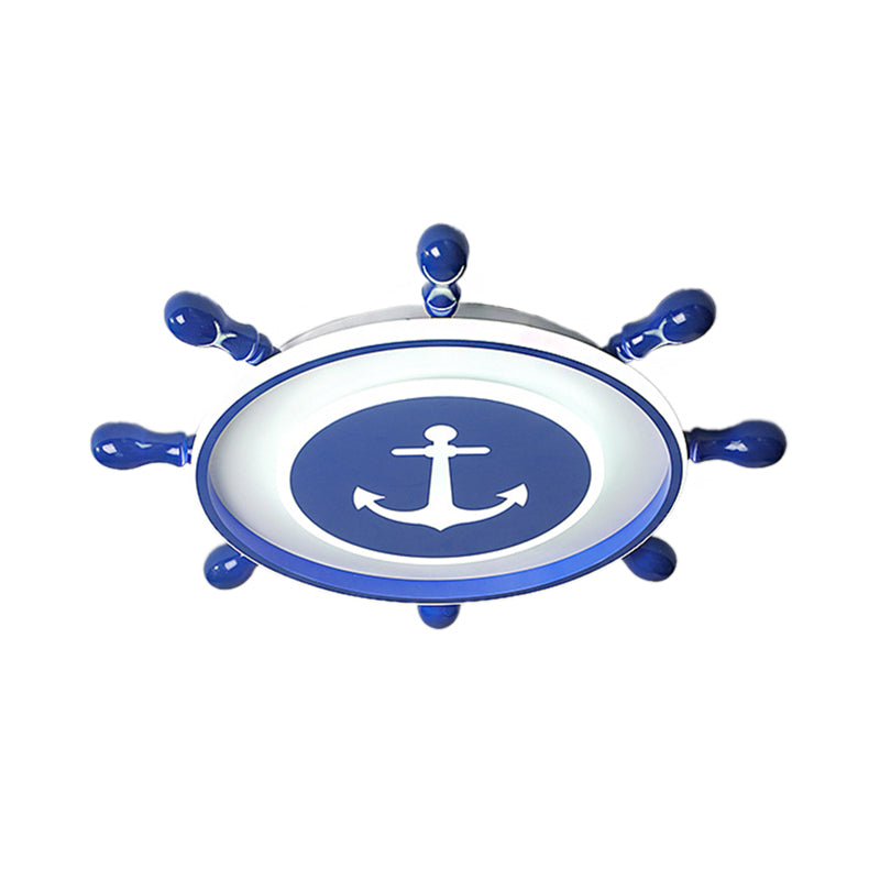 Modern Flushmount Led Ceiling Light For Children’s Rooms - Blue Acrylic With Warm/White