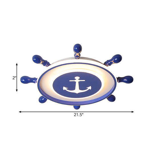 Modern Flushmount Led Ceiling Light For Children’s Rooms - Blue Acrylic With Warm/White