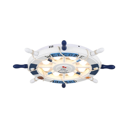 Cartoon Led Ceiling Light: Stylish Pink/White Rudder Design For Bedroom