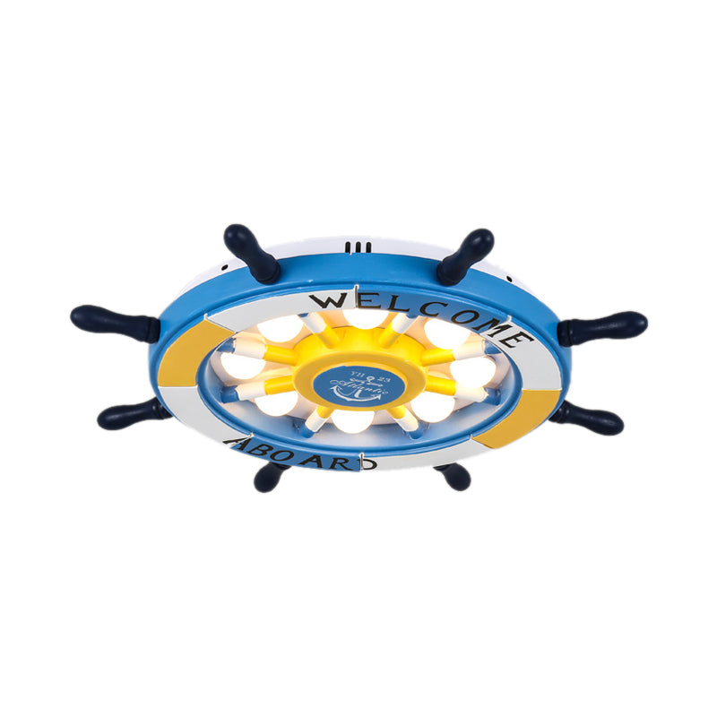 Cartoon Led Ceiling Light: Stylish Pink/White Rudder Design For Bedroom