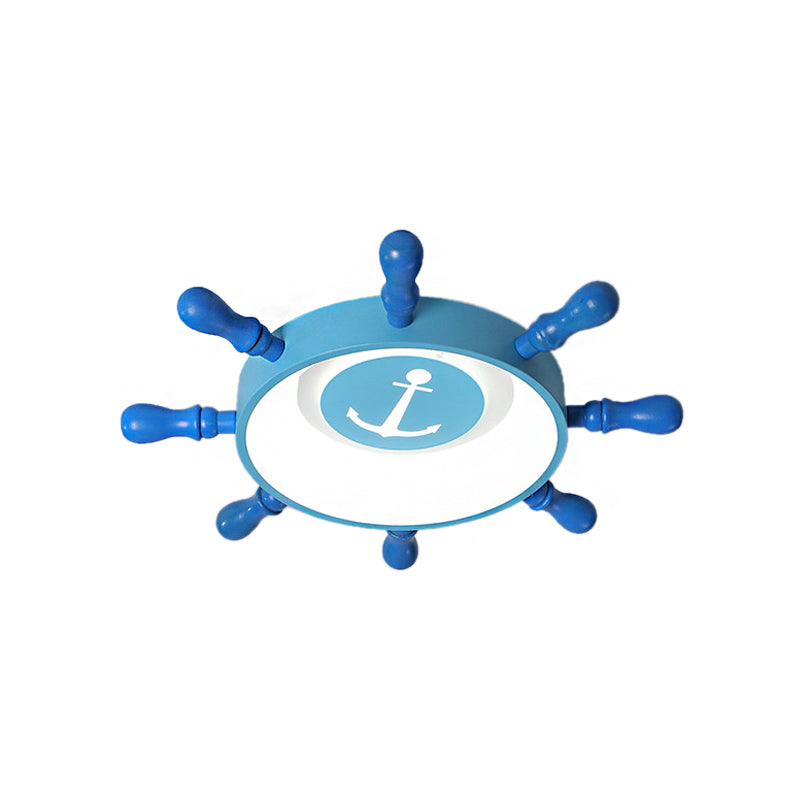 Blue Rudder Kids Led Flush Mount Fixture - 19.5’/23.5’ W Warm/White Light Aluminum & Acrylic Pendant