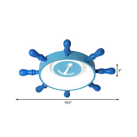 Blue Rudder Kids Led Flush Mount Fixture - 19.5’/23.5’ W Warm/White Light Aluminum & Acrylic Pendant