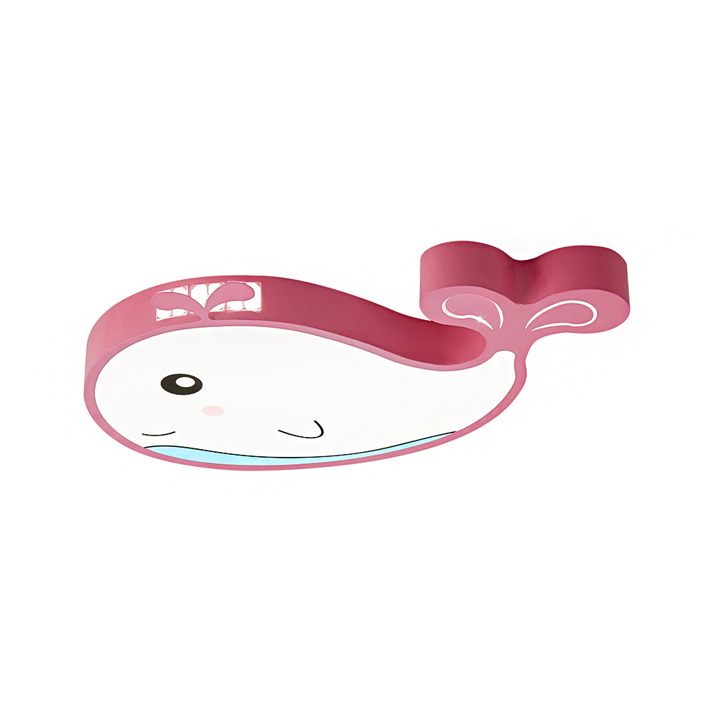 Whale Flush Mount Led Light For Kids’ Bedroom In Blue/Pink