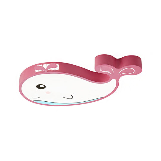 Whale Flush Mount Led Light For Kids’ Bedroom In Blue/Pink
