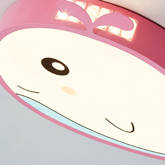 Whale Flush Mount Led Light For Kids’ Bedroom In Blue/Pink