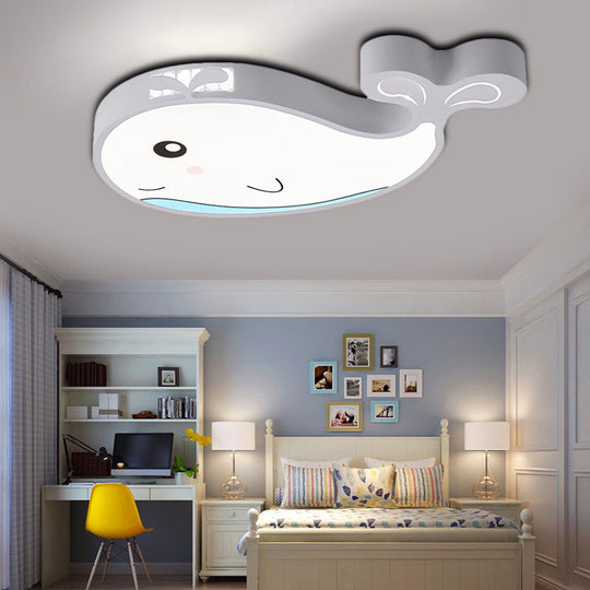 Whale Flush Mount Led Light For Kids’ Bedroom In Blue/Pink