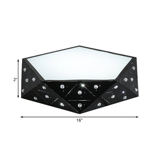 Modern Geometric Flushmount Nordic Led Light - Crystal Accents Black/White 16’/19.5’ Wide