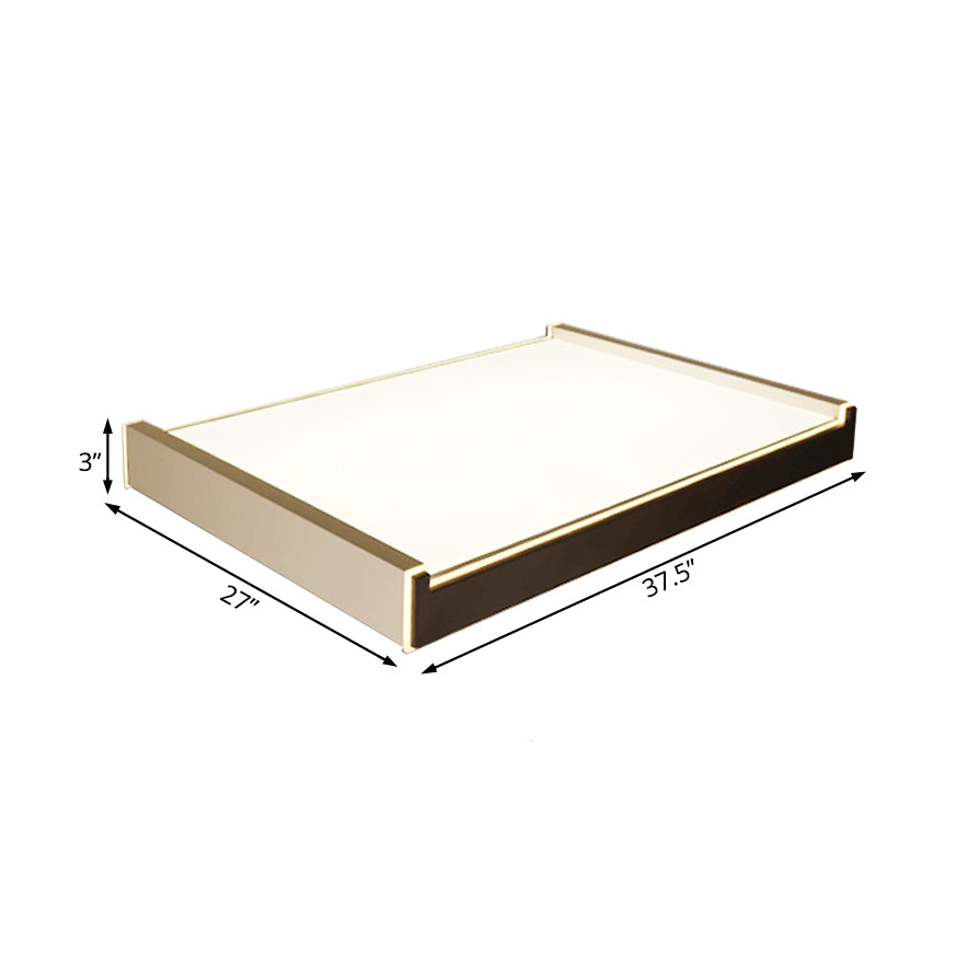 Rectangular Acrylic Led Flush Light - Modern 19.5’/27’/29.5’ Wide White Ceiling Fixture With