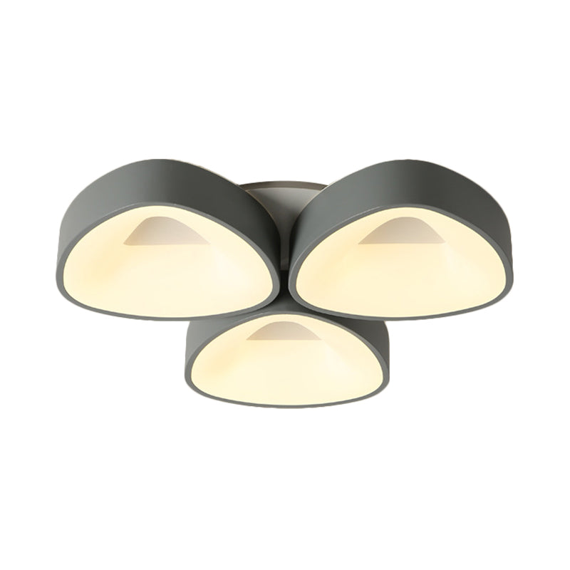 Coconut Shell Flush Light Fixture - Grey Nordic Ceiling Lamp (3/5 Lights) In White/Warm/Natural