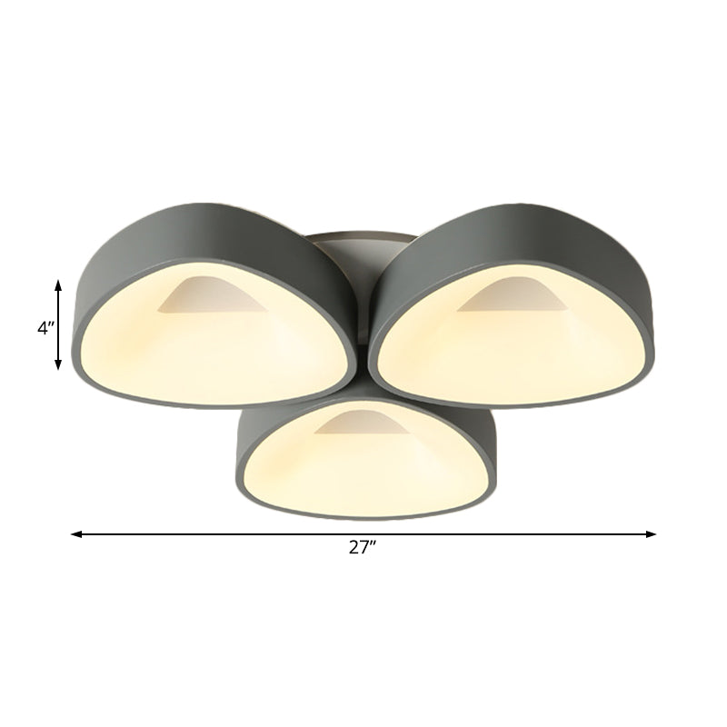 Coconut Shell Flush Light Fixture - Grey Nordic Ceiling Lamp (3/5 Lights) In White/Warm/Natural