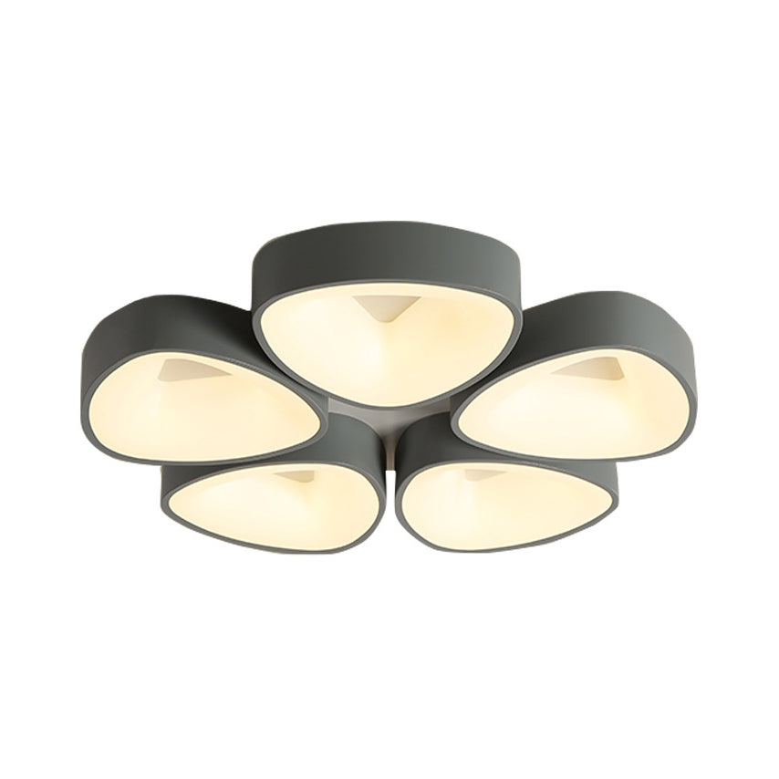 Coconut Shell Flush Light Fixture - Grey Nordic Ceiling Lamp (3/5 Lights) In White/Warm/Natural