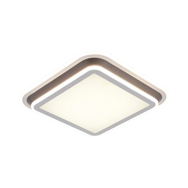 Led Living Room Flush Mount Ceiling Light With Square/Rectangular Acrylic Shade In Warm/White -
