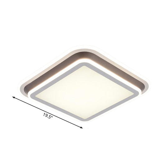 Led Living Room Flush Mount Ceiling Light With Square/Rectangular Acrylic Shade In Warm/White -
