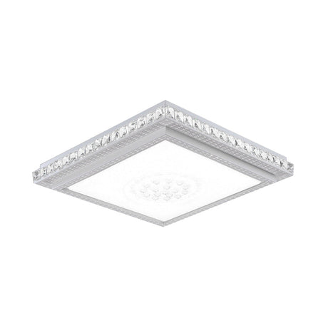 23.5-42.5 Wide Led Ceiling Flush Mount Bedroom Lamp - White Light With Acrylic Shade & Crystal