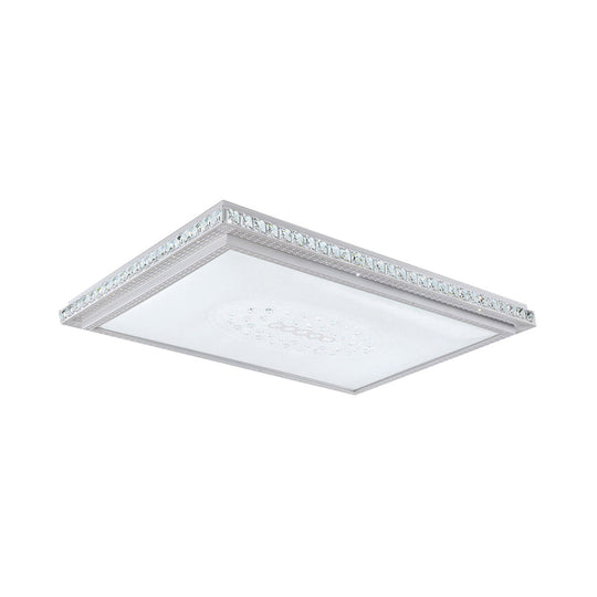 23.5-42.5’ Wide Led Ceiling Flush Mount Bedroom Lamp - White Light With Acrylic Shade & Crystal