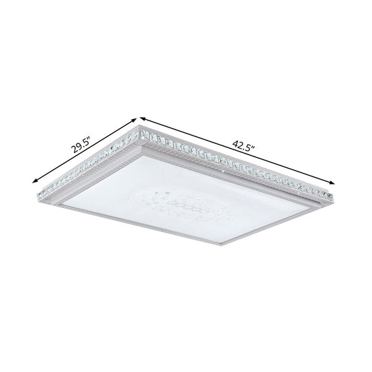 23.5-42.5’ Wide Led Ceiling Flush Mount Bedroom Lamp - White Light With Acrylic Shade & Crystal