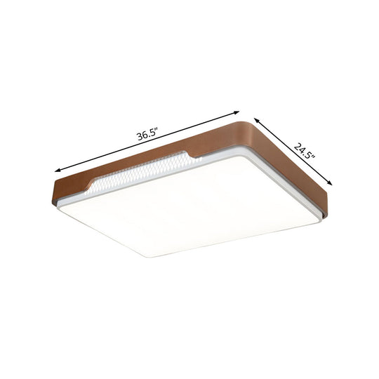 Modern Acrylic Flush Mount Light Fixture - Brown Rectangular 20.5’/36.5’/45’ Warm/White