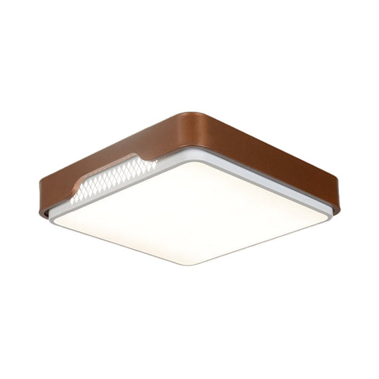 Modern Acrylic Flush Mount Light Fixture - Brown Rectangular 20.5’/36.5’/45’ Warm/White