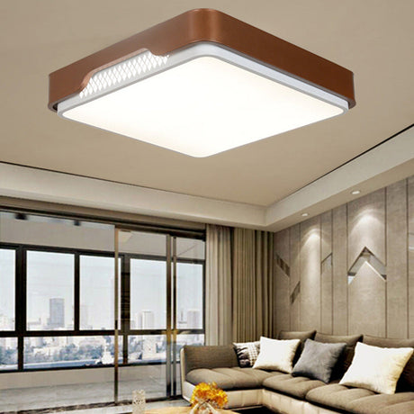 Modern Acrylic Flush Mount Light Fixture - Brown Rectangular 20.5/36.5/45 Warm/White