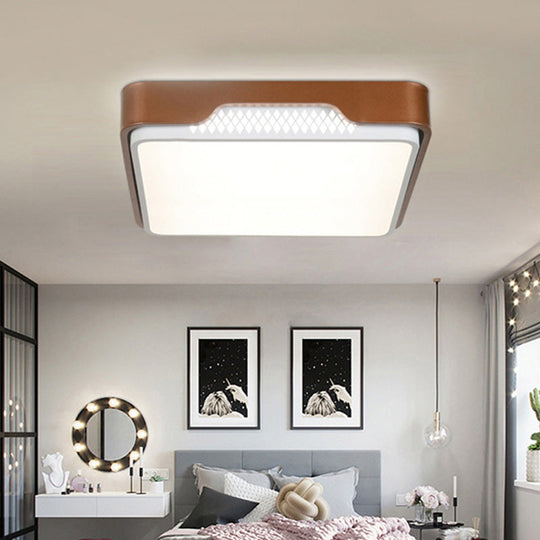 Modern Acrylic Flush Mount Light Fixture - Brown Rectangular 20.5’/36.5’/45’ Warm/White