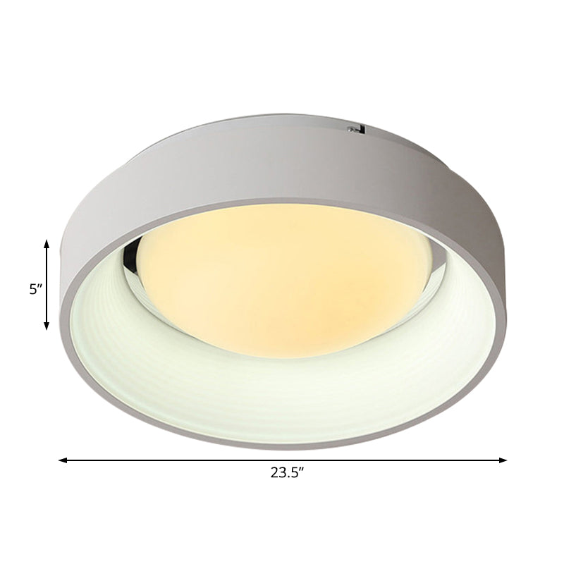 Nordic Acrylic Drum Ceiling Light: Grey/White 18/23.5 Dia Led Flush Mount