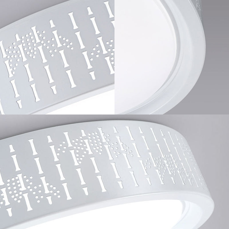 Simplicity Led Flush Mount Lamp With White Ringed Acrylic Shade - 16.5/20.5/31 Dia
