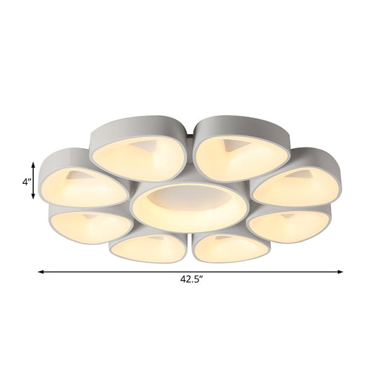 Nordic Acrylic Floral Flush Light In Warm/White Led - Grey/White Ceiling Mount Fixture