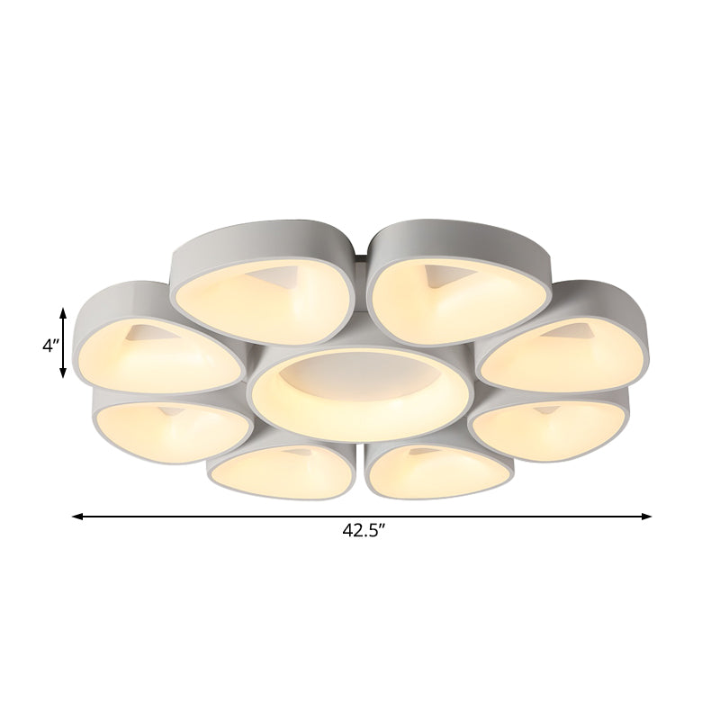 Nordic Acrylic Floral Flush Light In Warm/White Led - Grey/White Ceiling Mount Fixture