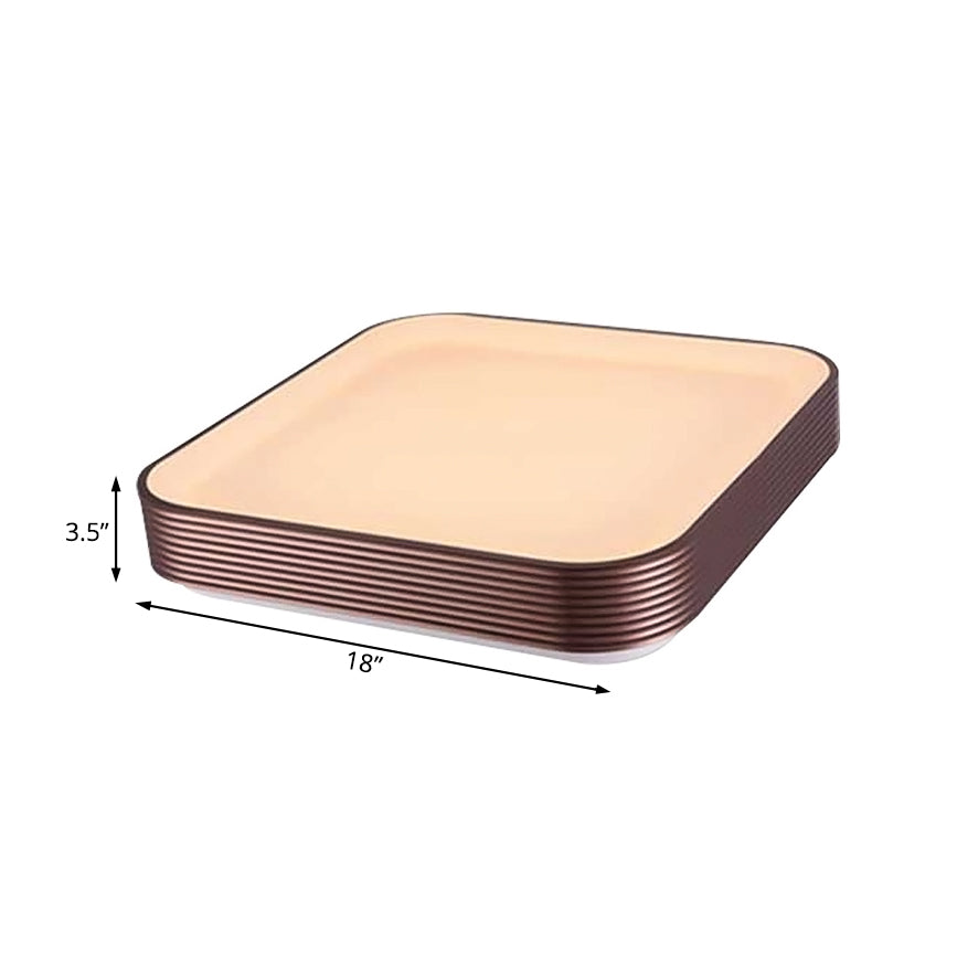 Modern Acrylic Square Ceiling Light - 18/23.5 Wide Dark Red Led Flush Mount Fixture