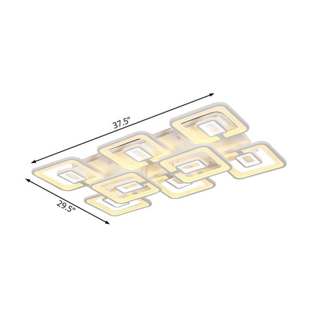 Contemporary Led Flush Mount Light White Multi-Layer Ceiling Lamp With Acrylic Shade In