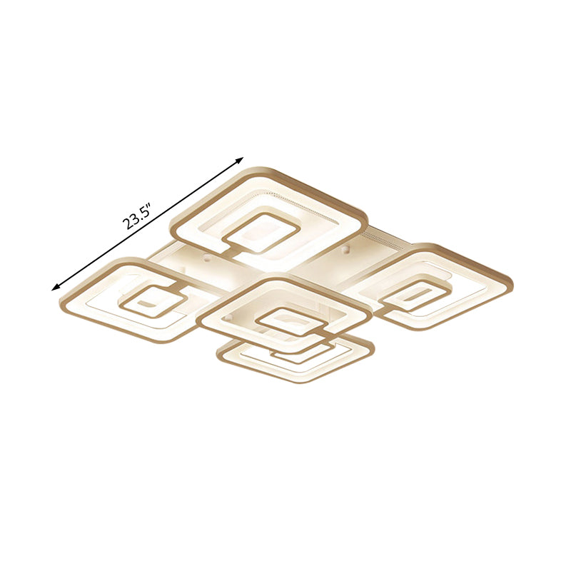 Contemporary Led Flush Mount Light White Multi-Layer Ceiling Lamp With Acrylic Shade In