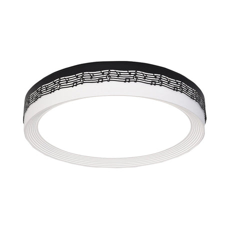 Contemporary Led Ceiling Lamp In Black Round 18/22/30 Dia Flush Mount With Warm/White Lighting And