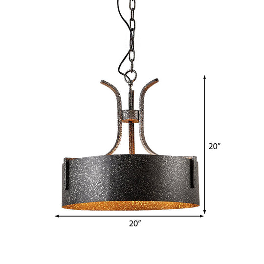 Vintage Metal Black Pendant Lamp With Elk Décor 12.5’/20’ Wide