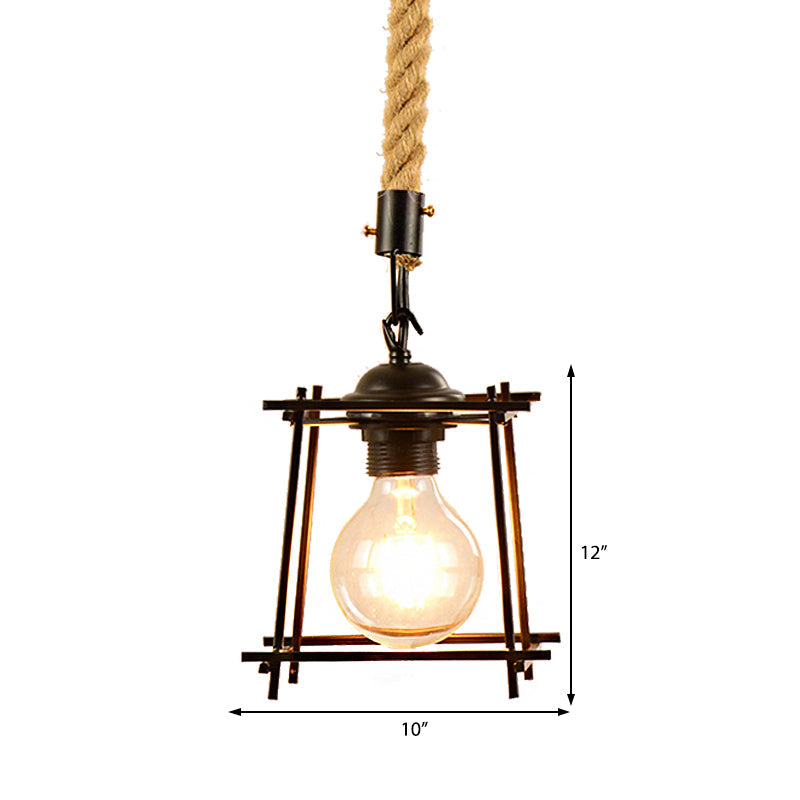 Vintage Metal Pendant Light With Square/Bottle Shade - 1-Light Hanging Ceiling Fixture For Dining