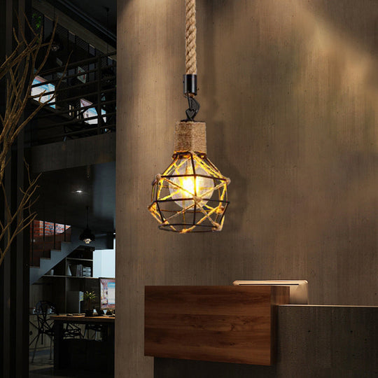 Vintage Metal Pendant Light With Square/Bottle Shade - 1-Light Hanging Ceiling Fixture For Dining