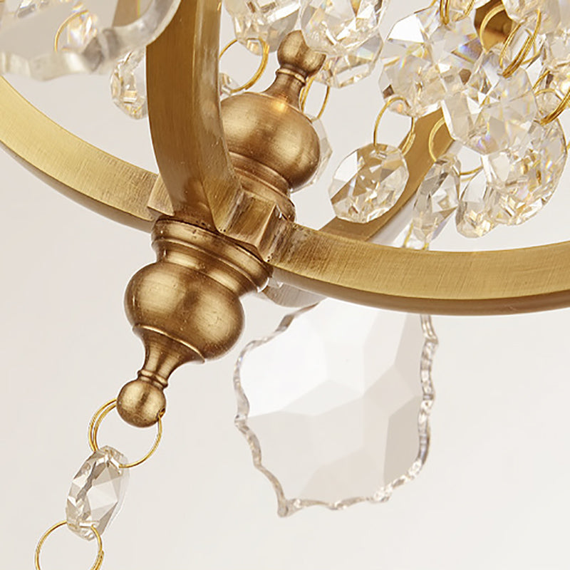 Vintage Metal Lantern Frame Pendant Ceiling Light with Crystal Accent Brass Finish Brass