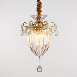 Nordic Brass Suspension Light With Crystal Drop - Prism Glass Conical Pendant Ceiling