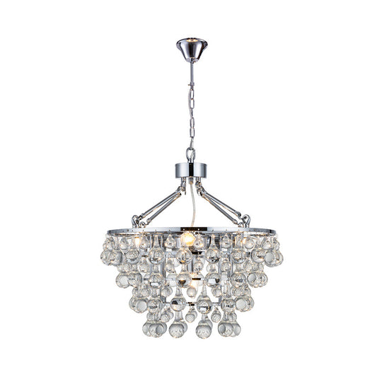 Contemporary Metal Chandelier - 5-Light Ceiling Fixture With Glass Ball For Modern Living Rooms