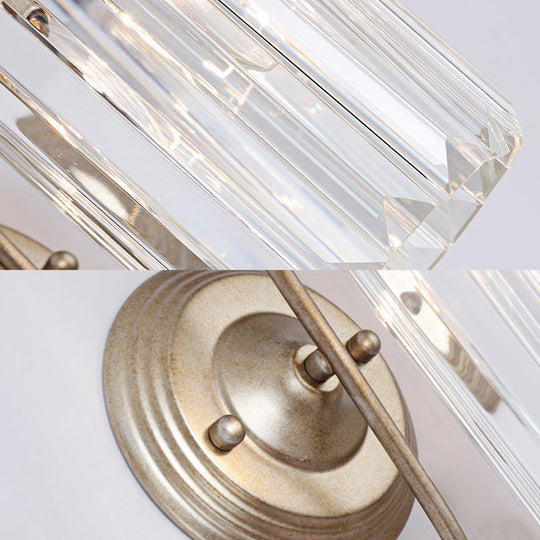 Modern Prismatic Crystal Cylinder Wall Light Fixture - Gold/Black Mount