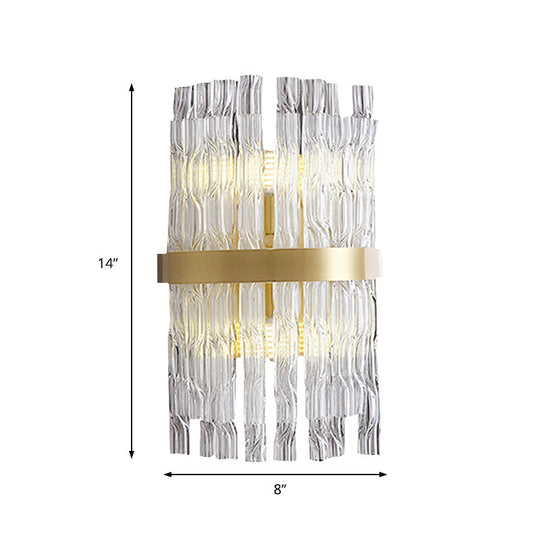 Postmodern Crystal Rod Brass Sconce Light - Half-Cylinder Wall Fixture