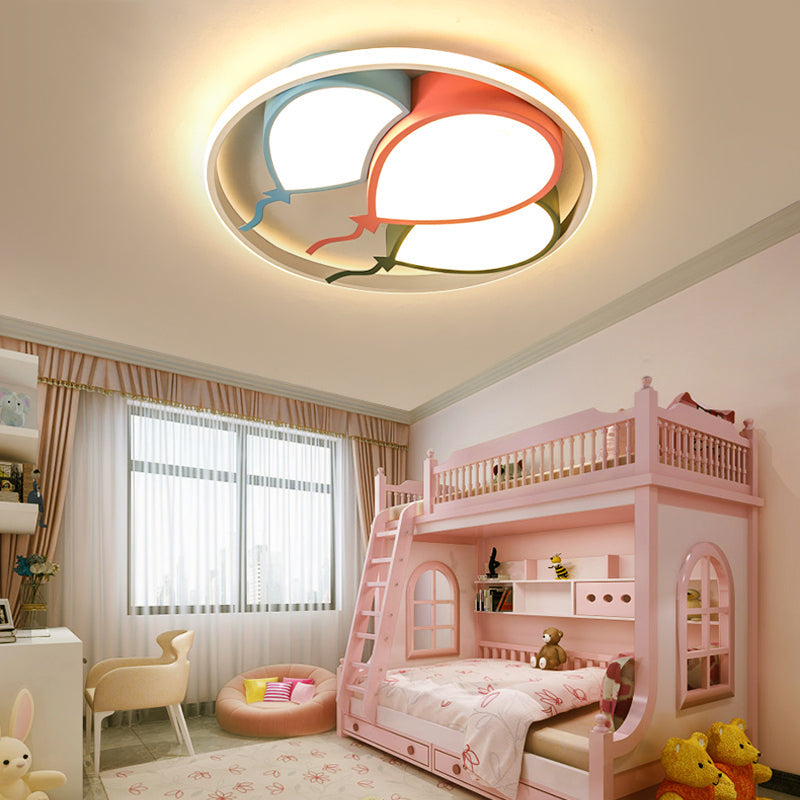 Balloon Design Flushmount Led Light For Kids’ Room - Pink/Yellow Warm/White