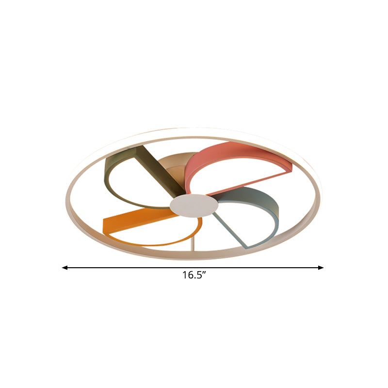 Kids Acrylic Led Windmill Flush Mount Ceiling Lamp - 16.5’/20.5’ W White Finish Bedroom