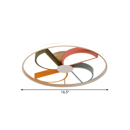 Kids Acrylic Led Windmill Flush Mount Ceiling Lamp - 16.5’/20.5’ W White Finish Bedroom