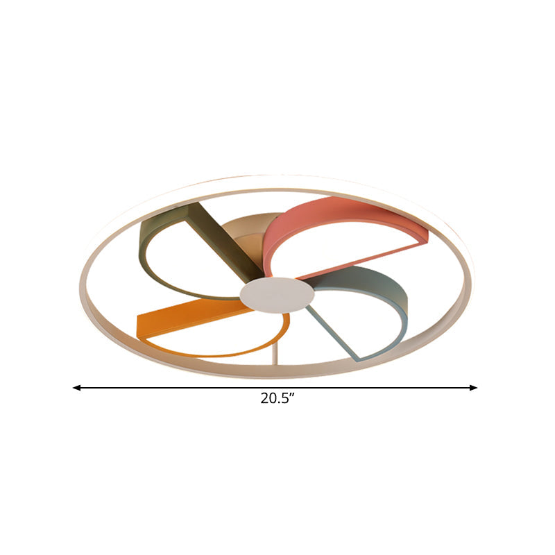 Kids Acrylic Led Windmill Flush Mount Ceiling Lamp - 16.5’/20.5’ W White Finish Bedroom