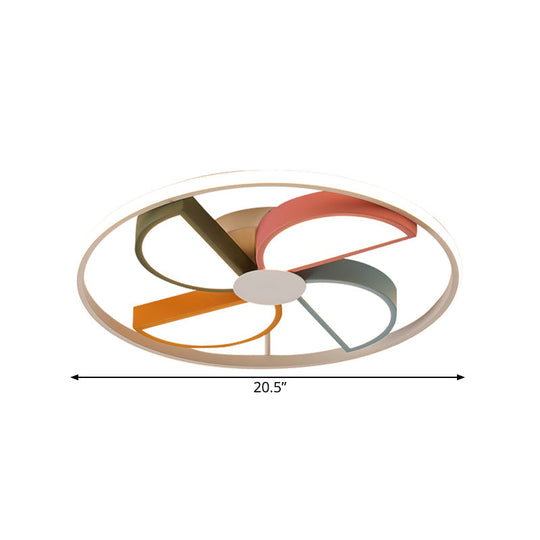 Kids Acrylic Led Windmill Flush Mount Ceiling Lamp - 16.5’/20.5’ W White Finish Bedroom