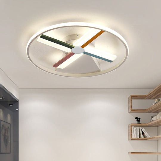 Kids Acrylic Windmill Ceiling Light - 16.5’/20.5’ W Led White Finish Flush Mount Warm/White