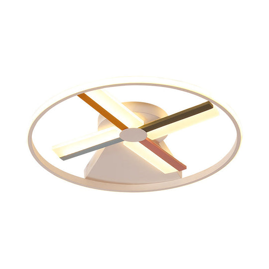 Kids Acrylic Windmill Ceiling Light - 16.5’/20.5’ W Led White Finish Flush Mount Warm/White